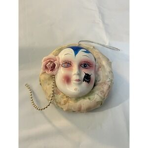 Vintage Ceramic Clay Art Mask Wall Hanger  Hooded Woman BinA